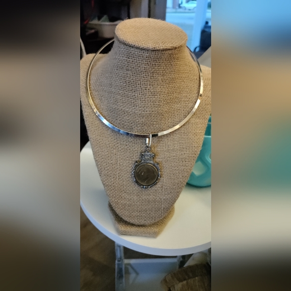 unbranded Jewelry - Coin & Crest Pendant On Collar Hoop Necklace